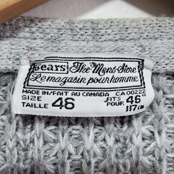 SEARS Vintage 80s Cable Knit Chunky Grandpa Cardigan Button Front Men’s Medium - Picture 8 of 10